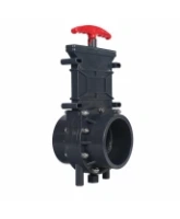 Задвижка шиберная DN.ru GVKR4331TPV-2W-G-Hт Ду100 Ру1.6 клеевая, с выдвижным штоком, материал корпуса - ПВХ (PVC), шибер - нержавеющая сталь 304, уплотнение - TPV (ТПВ), с ручкой