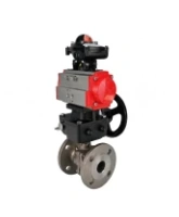 Кран шаровой DN.ru BV3232P(2pc)-FP-F-ISO-H Ду80 Ру16 полнопроходной двухходовой, нержавеющая сталь 316, фланцевый, уплотнение - PTFE, с пневмоприводом PA-DA-083, ручным дублером MON2-450-T28-ISO и БКВ APL-210N