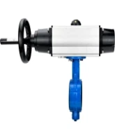 Затвор дисковый поворотный DN.ru WBV1432N-2W-Fb-H Ду125 Ру16, корпус - чугун GGG50, диск - нержавеющая сталь 316L, уплотнение - NBR, с пневмоприводом DN.ru PA-DA-105-1 двойного действия, пневмораспределителем 4M310-08 DC24V