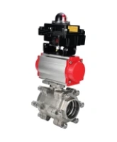 Кран шаровой DN.ru BV3232P(3pc)-FP-SW-ISO-H Ду65 Ру63 полнопроходной, корпус - нержавеющая сталь SS316, под приварку, с пневмоприводом PA-SA-130, пневмораспределителем 4M310-08 AC220V, БКВ APL-410N EX