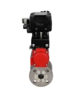 Кран шаровой DN.ru BV3232P(2pc)-FP-F-ISO-H Ду80 Ру16 полнопроходной двухходовой, нерж. сталь SS316, фланцевый, PTFE, с пневмоприводом PA-SA-130 с возвратными пружинами и с электропневматическим поворотным позиционером YT-1000RSN без обратной связи