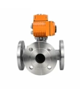 Кран шаровой DN.ru BV3232P(2pc)-FP-3WL-F-ISO-H Ду80 Ру16 HYMT, трехходовой L-тип, полнопроходной, фланцевый, корпус - нержавеющая сталь SS316, с электроприводом QT-N-010EM-O1-24VDC-У1 HARK