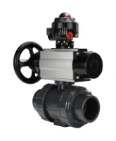Кран шаровой DN.ru BV4242E-FP-GRM-ISO Дн50 Ру10 полнопроходной, корпус - НПВХ, шар - НПВХ, уплотнение - EPDM, с пневмоприводом PA-DA-105-1, пневмораспределителем 4M310-08 AC220V и БКВ APL-510N EX