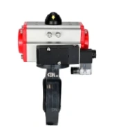 Затвор дисковый поворотный DN.ru WBV4242E-2W-Fb-ISO Дн80 Ру10 межфланцевый, корпус - НПВХ, диск - НПВХ, уплотнение - EPDM, с пневмоприводом PA-SA-083 и пневмораспределителем 4M310-08 AC220V