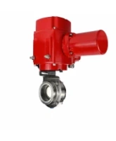 Затвор дисковый поворотный DN.ru WBV3131S-2W-C-H Ду100 Ру10 кламповый, корпус - пищевая нержавеющая сталь 304, уплотнение - Silicon, с электроприводом QT-EX-005M-O2-220VAC-У1 с моментной муфтой и штурвалом