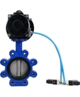 Затвор дисковый поворотный DN.ru WBV1631N-2W-Fb-H Ду150 Ру16 LUG корпус - чугун QT450, диск - нержавеющая сталь 304, уплотнение - NBR, с пневмоприводом PA-DA-105-1 и пневмораспределителем 4V320-08 AC220V