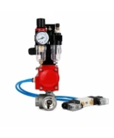Кран шаровой DN.ru BV3232P(4pc)-SP-3WT-T-ISO-H WDVF Ду25 Ру63 стандартнопроходной, 3-ходовой Т-тип, внутренняя резьба, нержавеющая сталь AISI 316, PTFE, с пневмоприводом PA-DA-065, пневмораспределителем 4V320-08 AC220V, БКВ APL-210N и БПВ AFC2000
