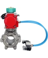 Кран шаровой DN.ru BV3232P(3pc)-FP-SW-ISO-H Ду100 Ру63 полнопроходной, корпус - нержавеющая сталь SS316, под приварку, с пневмоприводом PA-DA-105, пневмораспределителем 4V320-08 AC220V, магнитным переключателем ALS200D