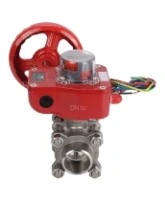 Кран шаровой DN.ru BV3232P(3pc)-FP-W-ISO-H Ду50 Ру40 полнопроходной двухходовой, нержавеющая сталь SS316, под приварку, уплотнение - PTFE, с ISO фланцем и редуктором DN.ru HGBF RQN1-180Z с индикатором положения и датчиком обратной связи
