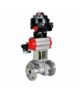 Кран шаровой DN.ru BV3232P(2pc)-FP-3WL-F-ISO-H Ду20 Ру16 HYMT, трехходовой L-тип, полнопроходной, фланцевый, корпус - нержавеющая сталь SS316, с пневмоприводом PA-DA-052, пневмораспределителем 4M310-08 24В NAMUR и БКВ APL-510N EX