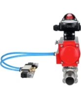 Кран шаровой DN.ru BV3232P(3pc)-FP-W-ISO-H LONG Ду80 Ру25 полнопроходной, корпус - нержавеющая сталь 316, уплотнение - PTFE, под приварку, с пневмоприводом PA-DA-083, пневмораспределителем 4V320-08 AC220V и БКВ APL-210N
