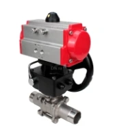 Кран шаровой DN.ru BV3232P(3pc)-FP-W-ISO-H LONG Ду65 Ру25 полнопроходной, корпус - нержавеющая сталь 316, уплотнение - PTFE, под приварку, с пневмоприводом DN.ru PA-DA-083 и редуктором DN.ru MON2-450-T28-ISO