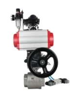 Кран шаровой DN.ru BV3232P(2pc)-FP-T-ISO-H Ду65 Ру40, внутренняя резьба, полнопроходной, нержавеющая сталь SS316, PTFE, с пневмоприводом PA-DA-083, пневмораспределителем 4V320-10 AC220V, БКВ APL-210N, ручным дублером MON2-450-T28-ISO, БПВ AFC2000