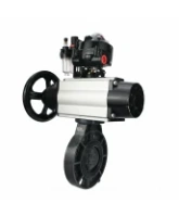 Затвор дисковый поворотный DN.ru WBV4242E-2W-Fb-ISO Дн80 Ру10 межфланцевый, корпус - НПВХ, диск - НПВХ, уплотнение - EPDM, с пневмоприводом PA-DA-105-1, пневмораспределителем 4M310-08 AC220V, БКВ APL-510N EX и БПВ AFC2000