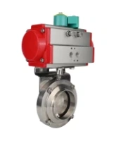 Затвор дисковый поворотный DN.ru WBV3131E-2W-W-H Ду50 Ру10 под приварку, корпус - пищевая нержавеющая сталь 304, уплотнение - EPDM, с пневмоприводом PA-SA-065 и магнитным переключателем ALS200D