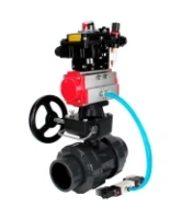 Кран шаровой DN.ru BV4242E-FP-GRM-ISO Дн50 Ру10 полнопроходной, корпус - НПВХ, шар - НПВХ, уплотнение - EPDM, с пневмоприводом PA-DA-052, пневмораспределителем 4V320-08 AC220V, ручным дублером MON1-250-T26-ISO, БКВ APL-410N EX и БПВ AFC2000