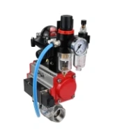 Кран шаровой DN.ru BV3232P(2pc)-FP-T-ISO-H Ду80 Ру40, полнопроходной внутренняя резьба, нержавеющая сталь SS316, уплотнение - PTFE, с пневмоприводом PA-SA-130 с возвратными пружинами, с пневмораспределителем 4M310-08 220В, с БКВ APL-410N EX, с БПВ AFC2000