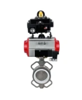 Затвор дисковый поворотный DN.ru WBV3131P-2W-Fb-R Ду250 Ру16, корпус - нержавеющая сталь 304, диск - нержавеющая сталь 304, уплотнение - PTFE, с пневмоприводом DN.ru PA-DA-160, пневмораспределителем DN.ru 4M310-08 AC220V и БКВ DN.ru APL-410N EX