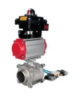 Кран шаровой DN.ru BV3232P(3pc)-FP-W-ISO-H WDVF Ду40 Ру40 полнопроходной, трехсоставной, корпус - нержавеющая сталь 316, уплотнение - PTFE, под приварку, с пневмоприводом PA-SA-105, пневмораспределителем 4V320-08 AC220V, БКВ APL-410N EX