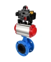 Затвор дисковый поворотный DN.ru WBV1313E-2W-F-H Ду100 Ру16 фланцевый, корпус - чугун GGG40, диск - чугун GGG40, уплотнение - EPDM, с пневмоприводом DN.ru PA-DA-105 и БКВ DN.ru APL-410N EX