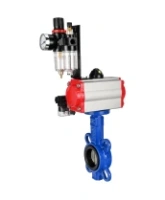 Затвор дисковый поворотный DN.ru WBV1132N-2W-Fb-H Ду125 Ру16, корпус - чугун GG25, диск - нержавеющая сталь 316L, уплотнение - NBR, с пневмоприводом DN.ru PA-DA-105 двойного действия, пневмораспределителем 4M310-08 AC220V, БПВ AFC2000