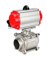 Кран шаровой DN.ru BV3232P(3pc)-FP-W-ISO-H WDVF Ду15 Ру63 полнопроходной, трехсоставной, корпус - нержавеющая сталь 316, уплотнение - PTFE, под приварку, с пневмоприводом PA-SA-065, пневмораспределителем 4M310-08 DC24V