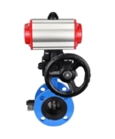 Затвор дисковый поворотный DN.ru WBV1313E-2W-F-H Ду100 Ру16 фланцевый, корпус - чугун GGG40, диск - чугун GGG40, EPDM, с пневмоприводом DN.ru PA-DA-105, пневмораспределителем DN.ru 4V320-08 AC220V и ручным дублером DN.ru MON1-250-T26-ISO