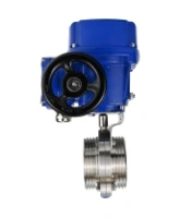 Затвор дисковый поворотный DN.ru WBV3131E-2W-T-H Ду50 Ру10 резьбовой, корпус - пищевая нержавеющая сталь 304, уплотнение - EPDM, с электроприводом QT-N-005M-O2-220VAC-У1 с моментной муфтой и штурвалом