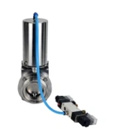 Затвор дисковый поворотный DN.ru WBV3131S-2W-T-H Ду100 Ру10 резьбовой, пищевая нержавеющая сталь 304, уплотнение – Silicon, с пневмоприводом DN.ru PA-SA-85 и пневмораспределителем DN.ru 4V320-08 AC220V