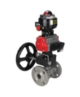Кран шаровой DN.ru BV3131P(3pc)-FP-F-ISO-H Ду15 Ру40 фланцевый, полнопроходной, трехсоставной, корпус - нерж.сталь SS304, уплотнение - PTFE, пн.привод DN.ru PA-DA-052 пн.распределитель 4M310-08 AC220V ручной дублер MON1-250-T26-ISO БКВ APL-510N-EX