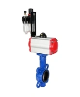 Затвор дисковый поворотный DN.ru WBV1132N-2W-Fb-H Ду125 Ру16, корпус - чугун GG25, диск - нержавеющая сталь 316L, уплотнение - NBR, с пневмоприводом DN.ru PA-DA-105 двойного действия, пневмораспределителем 4M310-08 AC220V, БПВ AFC2000