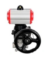 Кран шаровой DN.ru BV3232P(3pc)-FP-W-ISO-H WDVF Ду25 Ру63 полнопроходной, трехсоставной, корпус - нержавеющая сталь 316, уплотнение - PTFE, под приварку, с пневмоприводом PA-DA-052, ручным дублером MON1-250-T26-ISO
