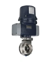 Затвор дисковый поворотный DN.ru WBV3131E-2W-T-H Ду50 Ру10 резьбовой, корпус - пищевая нержавеющая сталь AISI 304, диск - нержавеющая сталь AISI 304, уплотнение - EPDM, с электроприводом четвертьоборотным DN.ru QTSA-N-003EM-O0-220VAC с пружинным возвратом