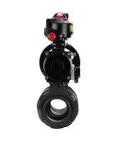 Кран шаровой DN.ru BV4242E-FP-GRM-ISO Дн50 Ру10 полнопроходной, корпус - НПВХ, шар - НПВХ, уплотнение - EPDM, с пневмоприводом PA-DA-105-1, пневмораспределителем 4M310-08 AC220V, БКВ APL-510N EX и БПВ AFC2000