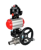 Кран шаровой DN.ru BV3232P(3pc)-FP-W-ISO-H LONG Ду65 Ру25 полнопроход., корпус - нерж.сталь 316, уплотнение - PTFE, под приварку, с пн.приводом PA-DA-083, пн.распределителем 4V320-08 AC220V, редуктором MON2-450-T28-ISO и БКВ APL-510N EX