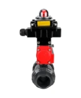 Кран шаровой DN.ru BV4242E-FP-GRM-ISO Дн50 Ру10 полнопроходной, корпус - НПВХ, шар - НПВХ, уплотнение - EPDM, с пневмоприводом PA-SA-065 и БКВ APL-410N EX