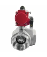 Кран шаровой DN.ru BV3232P(4pc)-SP-3WL-T-ISO-H Ду100 Ру40 стандартнопроходной L-тип, трехходовой, нержавеющая сталь SS316, внутренняя резьба, уплотнение - PTFE, с пн.приводом DN.ru PA-DA-083 c пн.распределителем DN.ru 4M310-08 AC220V