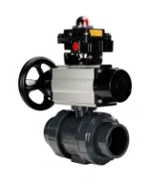 Кран шаровой DN.ru BV4242E-FP-GRM-ISO Дн50 Ру10 полнопроходной, корпус - НПВХ, шар - НПВХ, уплотнение - EPDM, с пневмоприводом PA-DA-105-1, пневмораспределителем 4M310-08 AC220V и БКВ APL-410N EX