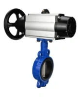 Затвор дисковый поворотный DN.ru WBV1432E-2W-Fb-H Ду150 Ру16, корпус - чугун GGG50, диск - нержавеющая сталь 316L, уплотнение - EPDM, с пневмоприводом DN.ru PA-DA-105-1