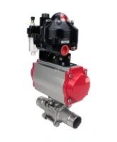 Кран шаровой DN.ru BV3232P(3pc)-FP-W-ISO-H LONG Ду80 Ру25 полнопроходной, корпус - нержавеющая сталь 316, уплотнение - PTFE, под приварку, с пневмоприводом DN.ru PA-SA-130, пневмораспределителем 4M310-08 AC220V, БКВ APL-510N EX и БПВ AFC2000