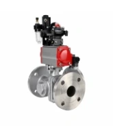 Кран шаровой DN.ru BV3232P(2pc)-FP-3WL-F-ISO-H Ду20 Ру16 HYMT трехходовой L-тип, полнопроходной, фланцевый, корпус - нержавеющая сталь AISI316, с пневмоприводом PA-DA-052, пневмораспределителем 4M320-08 AC220V, БКВ APL-210N и БПВ AFC2000