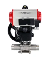 Кран шаровой DN.ru BV3232P(3pc)-FP-W-ISO-H LONG Ду80 Ру25 полнопроходной, корпус - нержавеющая сталь 316, уплотнение - PTFE, под приварку, с пневмоприводом PA-DA-083, пневмораспределителем 4M310-08 AC220V и ручным дублером MON2-450-T28-ISO