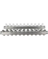 Коллекторная группа DN.ru GC3-31-11 1″ Ду25 Ру10 отводов — 11, в сборе с терморегулирующими клапанами и запорно-балансировочными клапанами, без переходников, корпус - нержавеющая сталь AISI 304