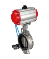Затвор дисковый поворотный DN.ru WBV3232E-2W-Fb-H Ду150 Ру16, корпус - нержавеющая сталь 316L, диск - нержавеющая сталь 316L, уплотнение - EPDM, с пневмоприводом PA-DA-105 двойного действия, с пневмораспределителем 4V320-08 AC220V