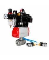 Кран шаровой DN.ru BV3232P(4pc)-SP-3WT-T-ISO-H WDVF Ду25 Ру63 стандартнопроходной, 3-ходовой Т-тип, внутренняя резьба, нержавеющая сталь AISI 316, PTFE, с пневмоприводом PA-DA-065, пневмораспределителем 4V320-08 AC220V, БКВ APL-410N EX и БПВ AFC2000