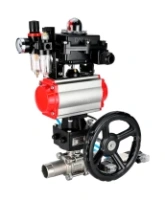 Кран шаровой DN.ru BV3232P(3pc)-FP-W-ISO-H LONG Ду65 Ру25 полнопроход., корпус - нерж.сталь 316, уплотнение - PTFE, под приварку, с пн.приводом PA-DA-083, пн.распределителем 4V320-08 AC220V, редуктором MON2-450-T28-ISO, БКВ APL-410N EX и БПВ AFC2000