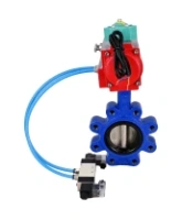 Затвор дисковый поворотный DN.ru WBV1616E-2W-Fb-H Ду125 Ру16 LUG корпус - чугун QT450, диск - чугун QT450, уплотнение - EPDM, с пневмоприводом PA-DA-105, пневмораспределителем 4V320-08 AC220V и магнитным переключателем ALS200D