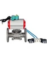 Кран шаровой DN.ru BV3131P(3pc)-FP-F-ISO-H Ду100 Ру16 полнопроходной трехсоставной, фланцевый, нержавеющая сталь 304, PTFE, 22х22, F10, WDVF, с пневмоприводом PA-DA-105, пневмораспределителем 4V320-08 AC220V и магнитным переключателем ALS200D