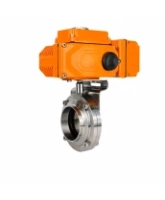 Затвор дисковый поворотный DN.ru WBV3131E-2W-W-H Ду50 Ру10 под приварку, корпус - пищевая нержавеющая сталь 304, уплотнение - EPDM, с электроприводом QT-N-005EM-B1-220VAC-У1 c датчиком обратной связи и входным управляющим сигналом 0-10В HARK