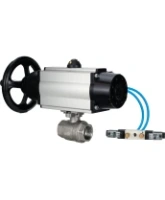 Кран шаровой DN.ru BV3232P(2pc)-FP-T-ISO-H Ду80 Ру40, полнопроходной, внутренняя резьба, нержавеющая сталь SS316, уплотнение - PTFE, с пневмоприводом PA-DA-105-1 двойного действия, с пневмораспределителем 4V320-08 AC220V